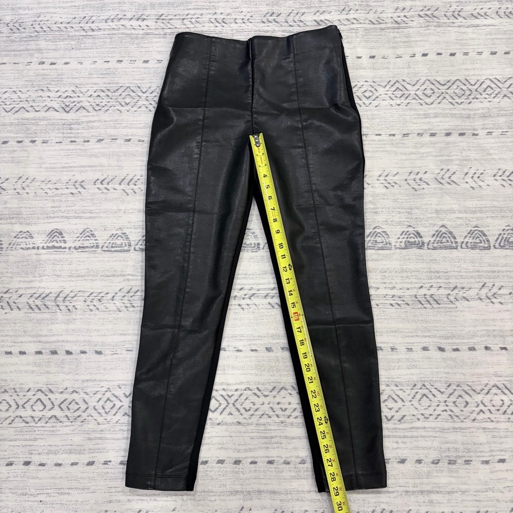 Ann Taylor LOFT Black Faux Leather Mixed Media Pants Leggings L Mobwife Glam - Picture 8 of 11